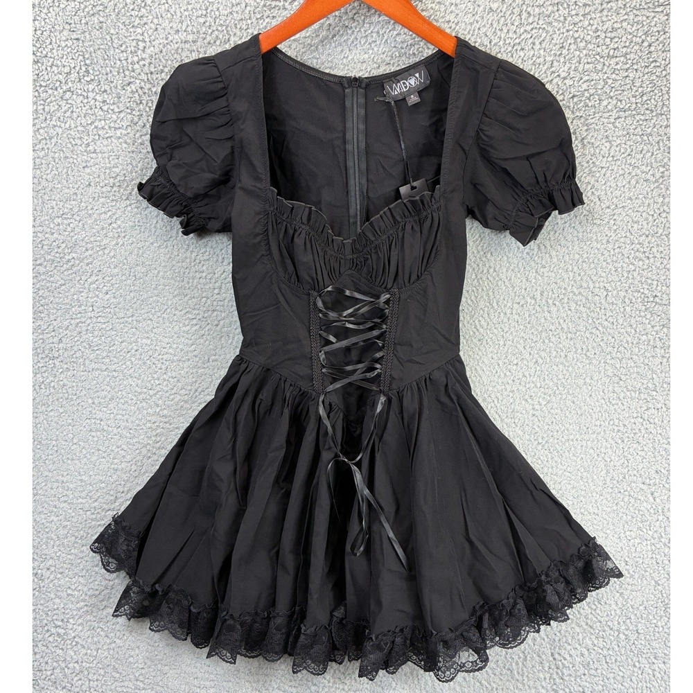 Widow Dolls Kill Hazy Haunting Corset Dress Womens S Black Lace Babydoll NWT